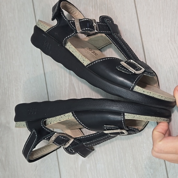 SAS Women Comfort Tripad Black Leather Sandals with Buckle Straps Shoes Sz 7M - Picture 10 of 12